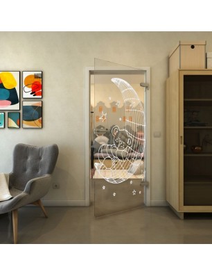 Ganzglastür - Fineprint Model 113 Weiss auf Klarglas