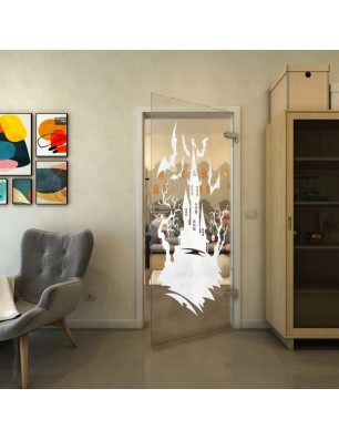 Ganzglastür - Fineprint Model 114 Weiss auf Klarglas