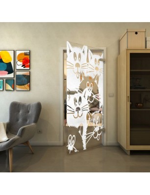 Ganzglastür - Fineprint Model 115 Weiss auf Klarglas