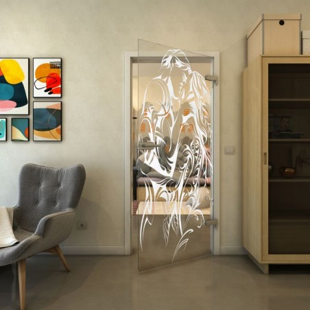 Ganzglastür - Fineprint Model 116 Weiss auf Klarglas