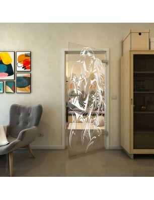 Ganzglastür - Fineprint Model 116 Weiss auf Klarglas