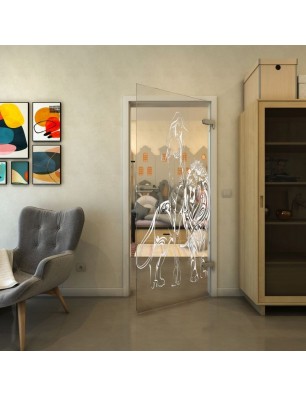 Ganzglastür - Fineprint Model 117 Weiss auf Klarglas