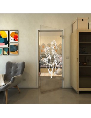 Ganzglastür - Fineprint Model 118 Weiss auf Klarglas