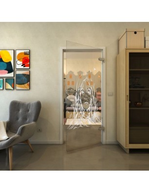 Ganzglastür - Fineprint Model 119 Weiss auf Klarglas