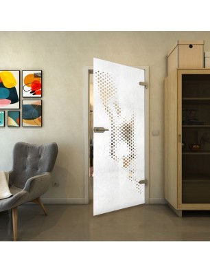 Ganzglastür - Fineprint Model 120 Weiss auf Klarglas