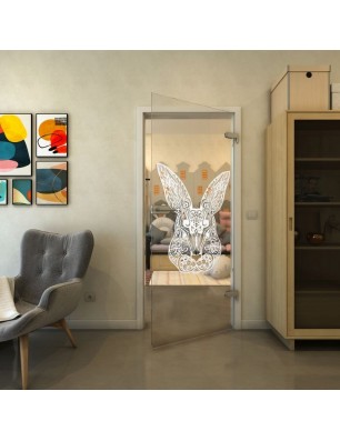 Ganzglastür - Fineprint Model 121 Weiss auf Klarglas