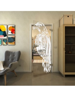 Ganzglastür - Fineprint Model 122 Weiss auf Klarglas