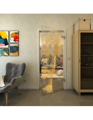 Ganzglastür - Fineprint Model 123 Gold auf Klarglas