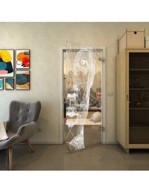 Ganzglastür - Fineprint Model 123 Weiss auf Klarglas