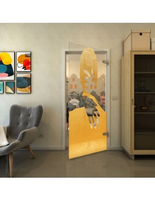 Ganzglastür - Fineprint Model 124 Gold auf Klarglas