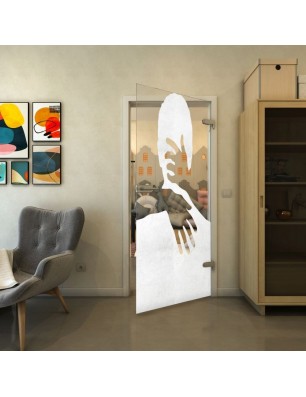 Ganzglastür - Fineprint Model 124 Weiss auf Klarglas