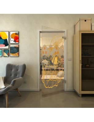 Ganzglastür - Fineprint Model 126 Gold auf Klarglas