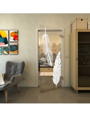 Ganzglastür - Fineprint Model 129 Weiss auf Klarglas