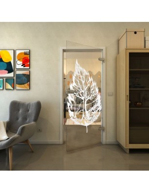 Ganzglastür - Fineprint Model 130 Weiss auf Klarglas