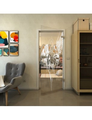 Ganzglastür - Fineprint Model 131 Weiss auf Klarglas