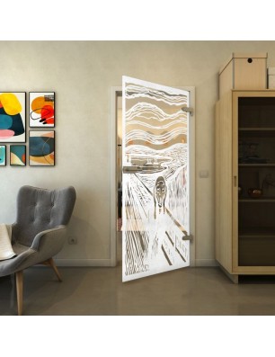 Ganzglastür - Fineprint Model 133 Weiss auf Klarglas