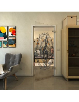 Ganzglastür - Fineprint Model 134 Schwarz auf Klarglas