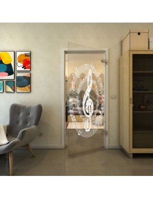 Ganzglastür - Fineprint Model 134 Weiss auf Klarglas