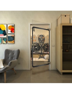 Ganzglastür - Fineprint Model 135 Schwarz auf Klarglas