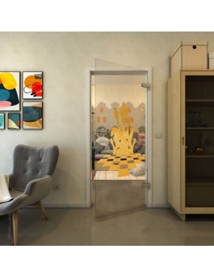 Ganzglastür - Fineprint Model 136 Gold auf Klarglas