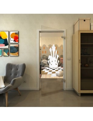 Ganzglastür - Fineprint Model 136 Weiss auf Klarglas