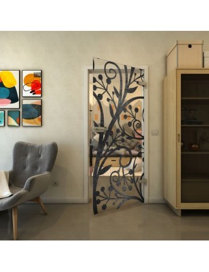 Ganzglastür - Fineprint Model 146 Schwarz auf Klarglas