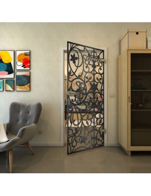 Ganzglastür - Fineprint Model 147 Schwarz auf Klarglas