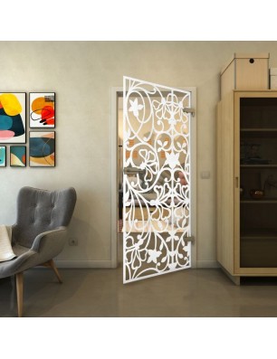 Ganzglastür - Fineprint Model 147 Weiss auf Klarglas