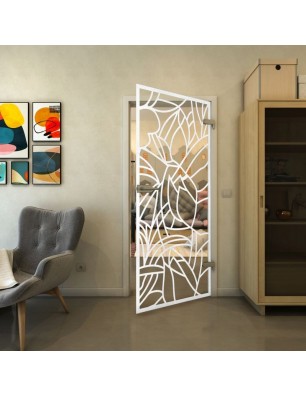 Ganzglastür - Fineprint Model 148 Weiss auf Klarglas