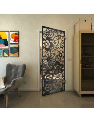 Ganzglastür - Fineprint Model 149 Schwarz auf Klarglas