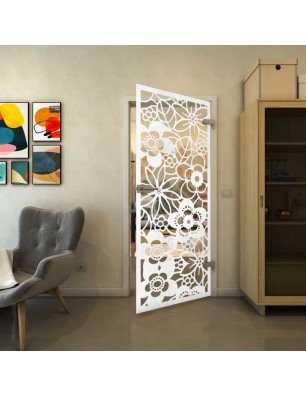 Ganzglastür - Fineprint Model 149 Weiss auf Klarglas