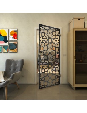 Ganzglastür - Fineprint Model 150 Schwarz auf Klarglas