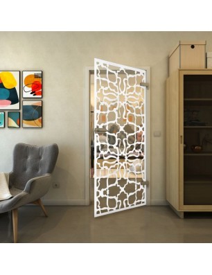 Ganzglastür - Fineprint Model 150 Weiss auf Klarglas