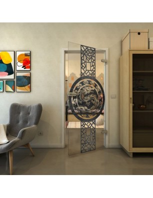 Ganzglastür - Fineprint Model 151 Schwarz auf Klarglas