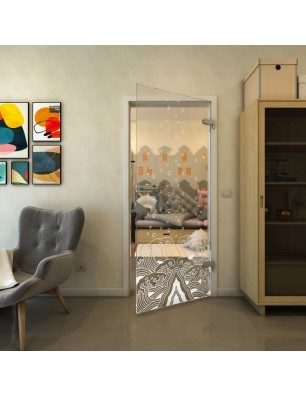 Ganzglastür - Fineprint Model 155 Weiss auf Klarglas