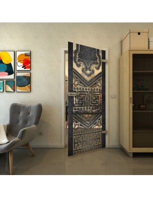 Ganzglastür - Fineprint Model 156 Schwarz auf Klarglas