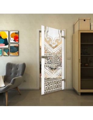 Ganzglastür - Fineprint Model 156 Weiss auf Klarglas