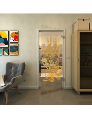 Ganzglastür - Fineprint Model 157 Gold auf Klarglas