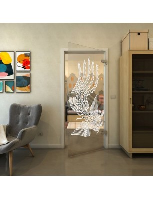 Ganzglastür - Fineprint Model 157 Weiss auf Klarglas