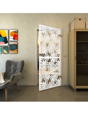 Ganzglastür - Fineprint Model 158 Weiss auf Klarglas