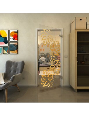 Ganzglastür - Fineprint Model 163 Gold auf Klarglas
