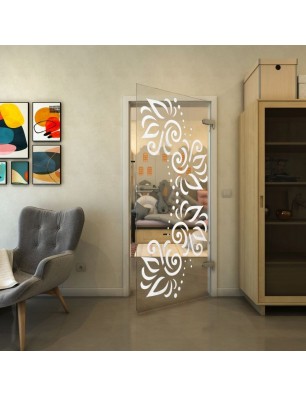 Ganzglastür - Fineprint Model 163 Weiss auf Klarglas