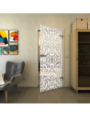 Ganzglastür - Fineprint Model 164 Weiss auf Klarglas