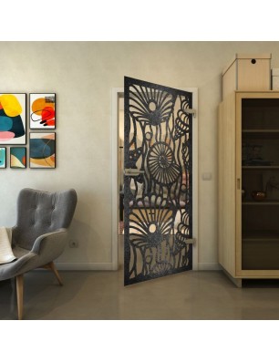 Ganzglastür - Fineprint Model 165 Schwarz auf Klarglas