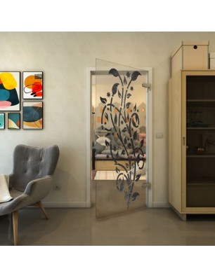 Ganzglastür - Fineprint Model 166 Schwarz auf Klarglas