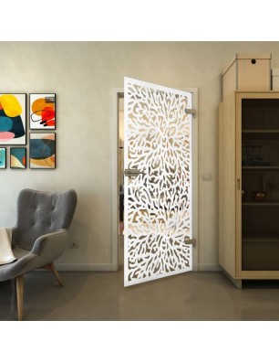 Ganzglastür - Fineprint Model 168 Weiss auf Klarglas