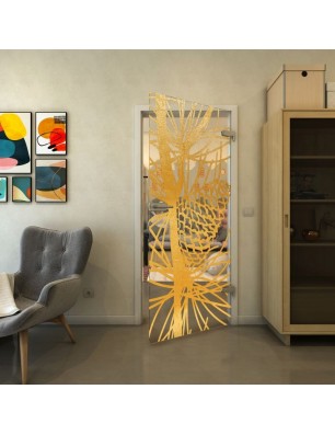 Ganzglastür - Fineprint Model 169 Gold auf Klarglas