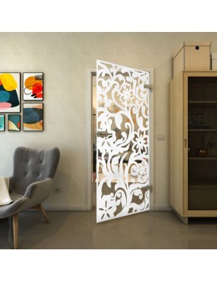 Ganzglastür - Fineprint Model 170 Weiss auf Klarglas