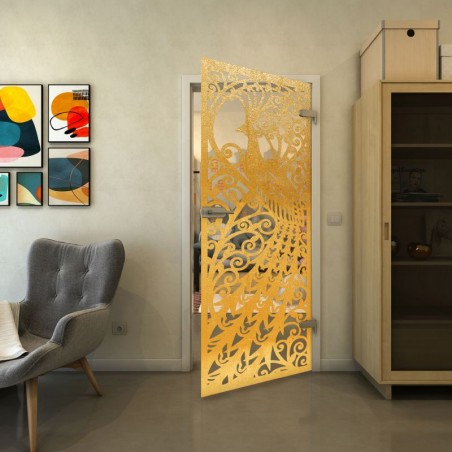 Ganzglastür - Fineprint Model 172 Gold auf Klarglas