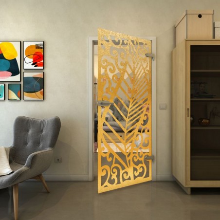 Ganzglastür - Fineprint Model 173 Gold auf Klarglas